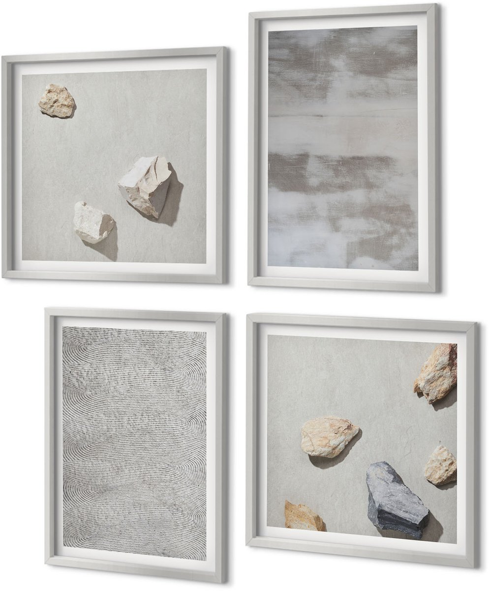 Coloray 4-Delige Schilderij Set - Moderne textuurstructuren in een minimalistische stijl. - 40 x 40 cm en 40 x 60 cm - Wanddecoratie - Muurdecoratie - Moderne Interieurdecoratie - Decoratieve Schilderijen