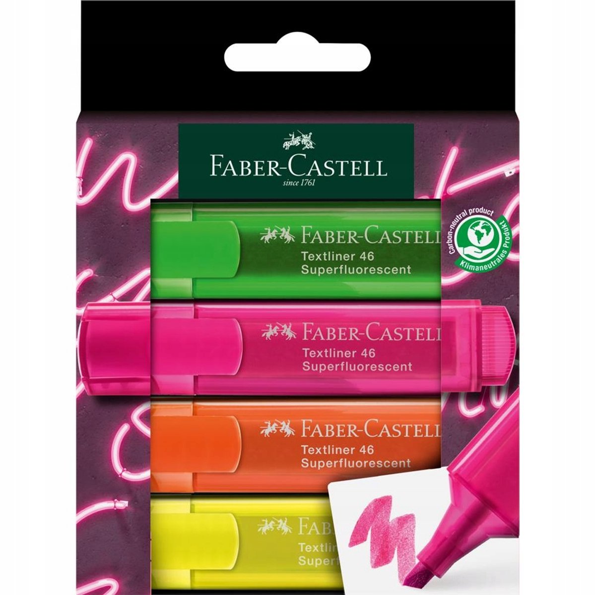 Faber-Castell Super Neon Markers - 4 Levendige Kleuren