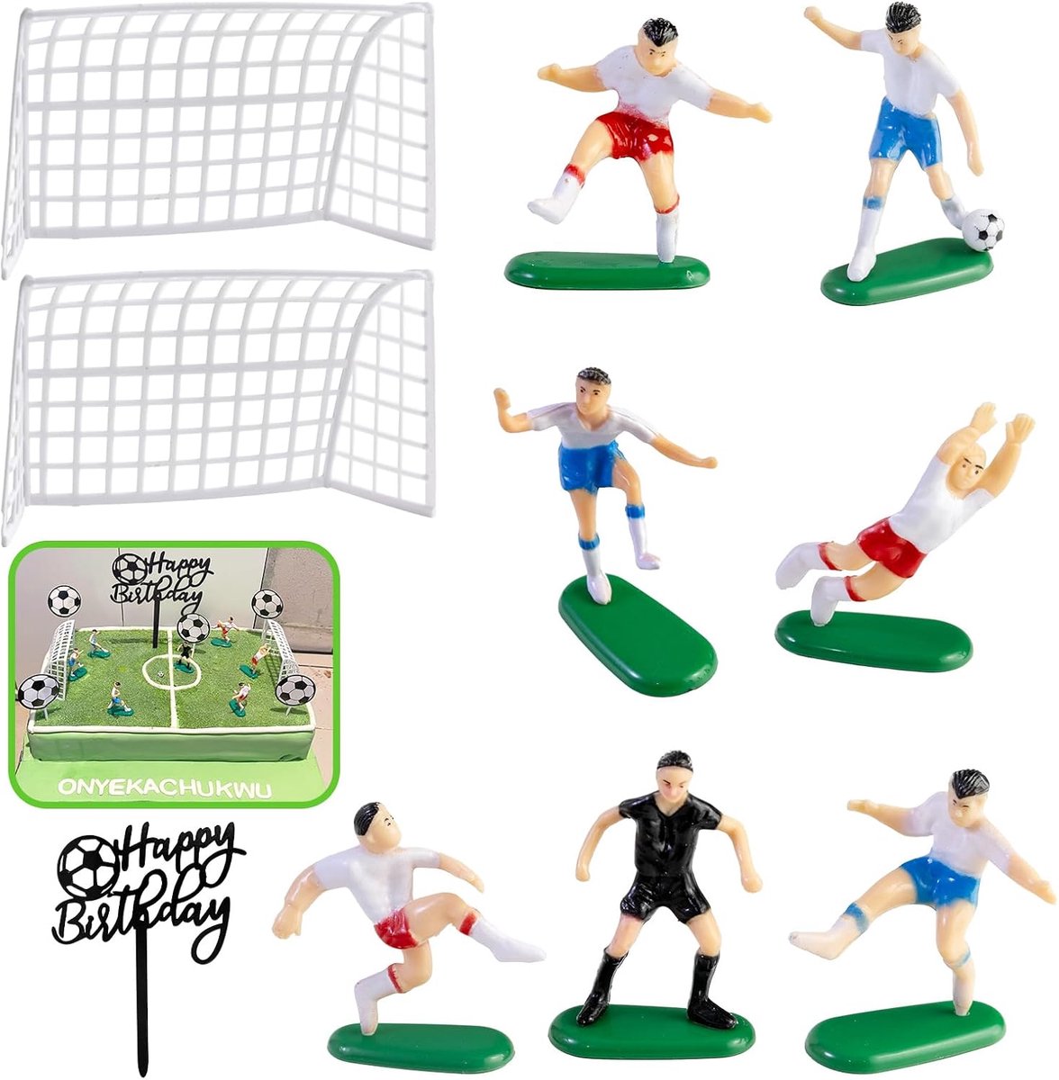 Pack of 10 cake decoration football boys: football cake decoration birthday, cake decoration football player figure - ShopVlot