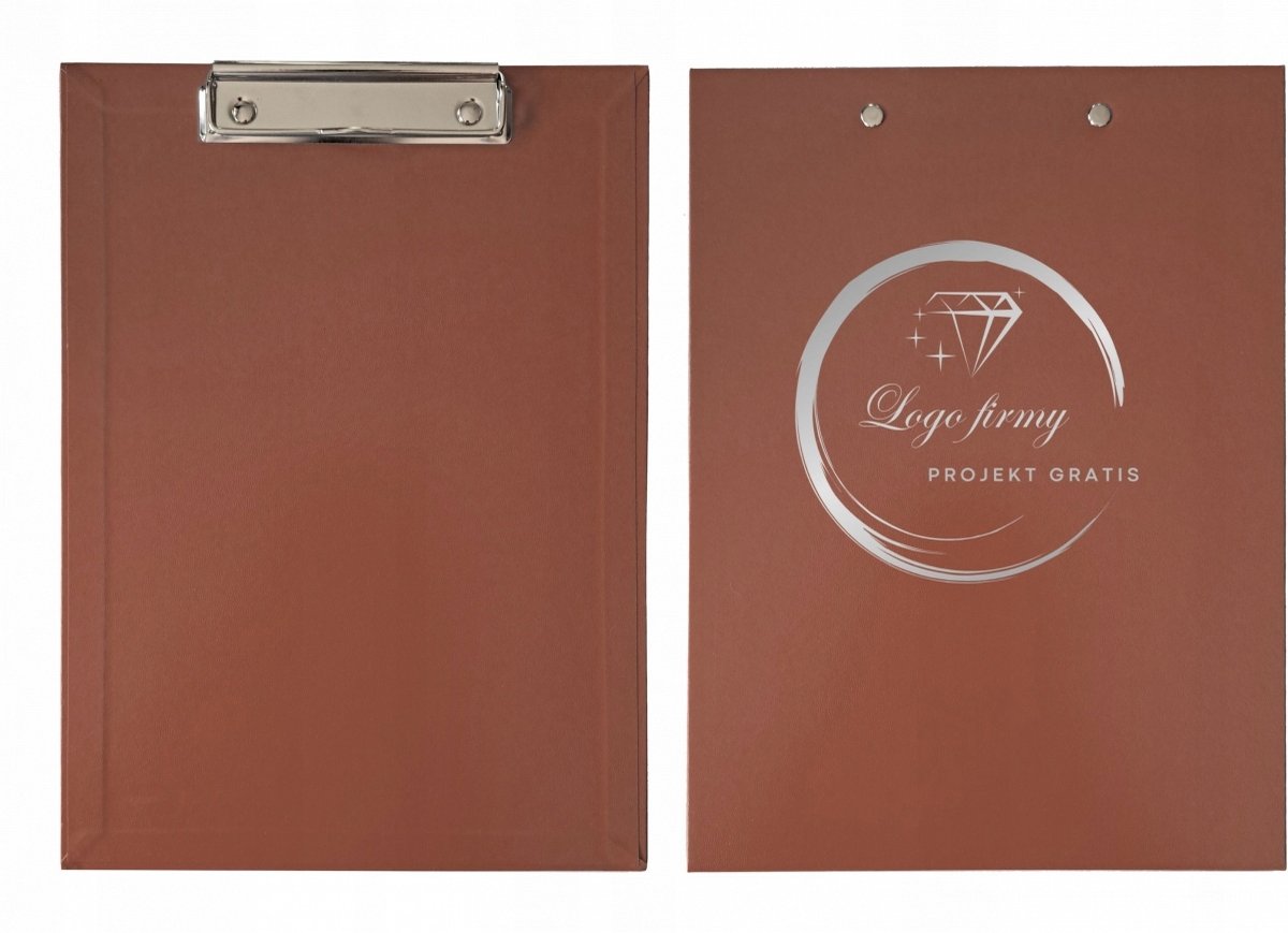 Merkloze A5 Klembord met Bruine Cover en Logo Bedrukking