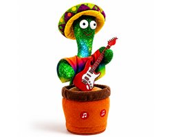 Movela® Dansende Cactus Mexicaan - Talking Cactus 32CM - Oplaadbaar - Pratende Cactus - Interactieve knuffel - Zingende cactus - Met Volumeknop - USB opladen - Baby speelgoed - Inclusief Outfit en Gitaar - 120 Tiktok Liedjes