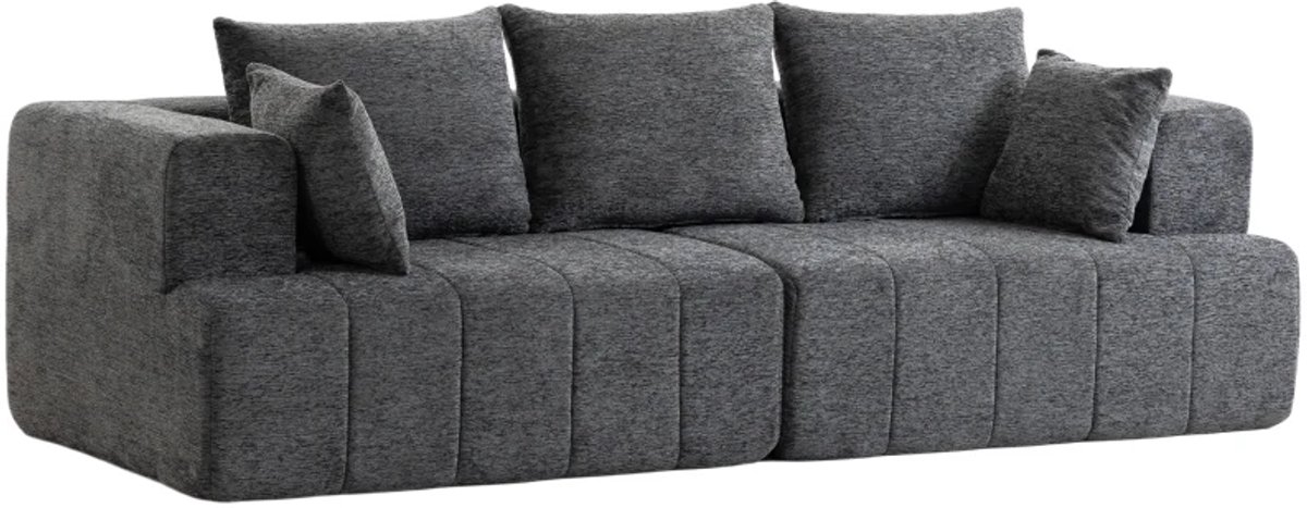 3-zitsbank - Chenille Wolkenbank met Dikke Veervulling - Brede en Diepe Zitting - Brede Armleuningen - Kussens - Grijs