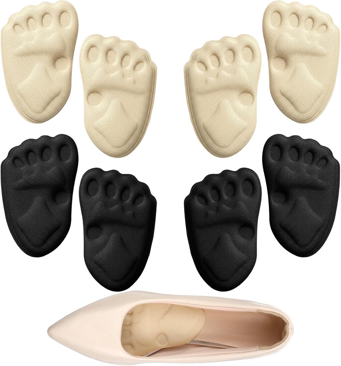4 pairs metatarsal bones women, ball of foot pads for women, non-slip heel grips liners, high heel shoe pads inserts - ShopVlot