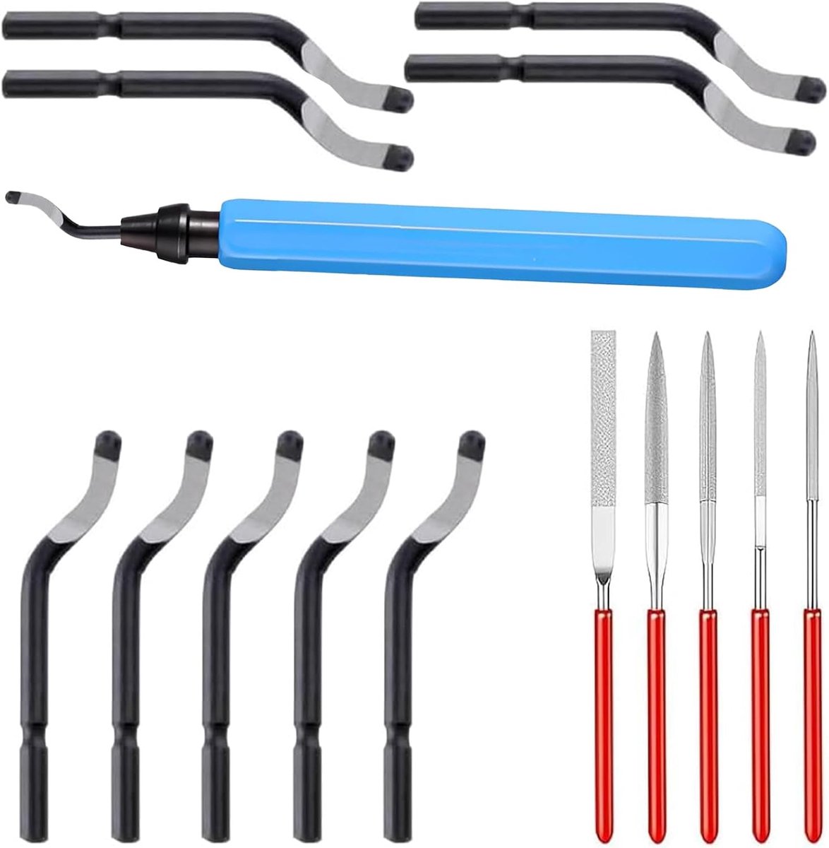 Deburring Tool Light Blue Deburrer Metal Deburrer 3D Printing with 10 Pieces Replacement Blades and 5 Diamond Files - ShopVlot