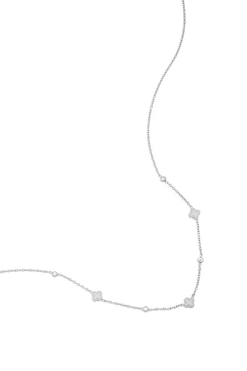 Kyara - Ketting met klavertjes - Zirkonia & Stainless Steel - - Zilver