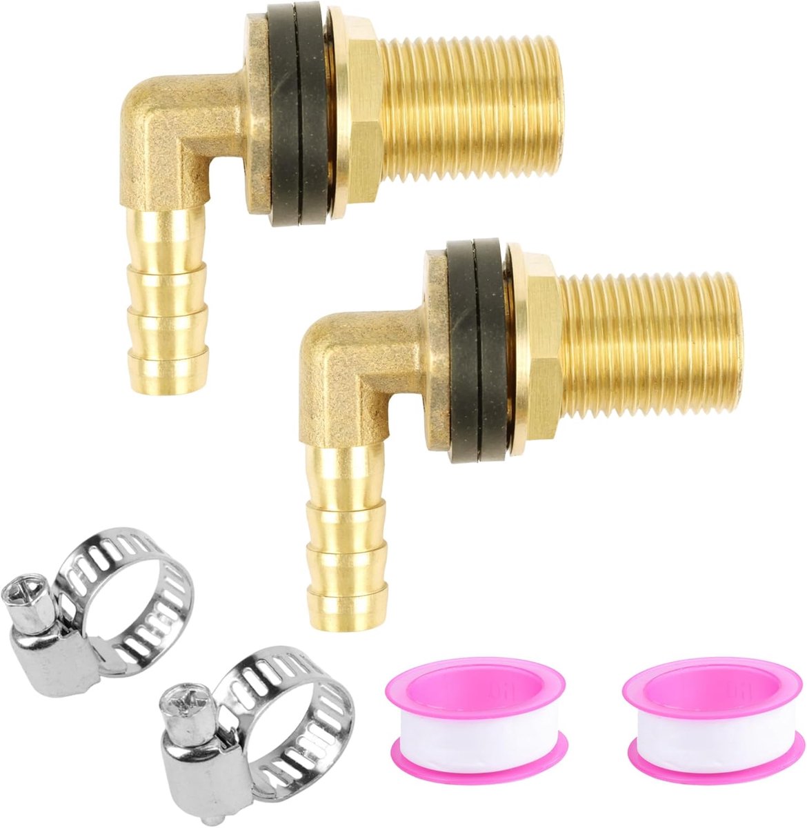 Tank Screw Connections Made of Brass, 2 Pieces IG 3/8 x AG 1/2 Inch Rain Bolt Feed of Brass Rain Button Connection - ShopVlot
