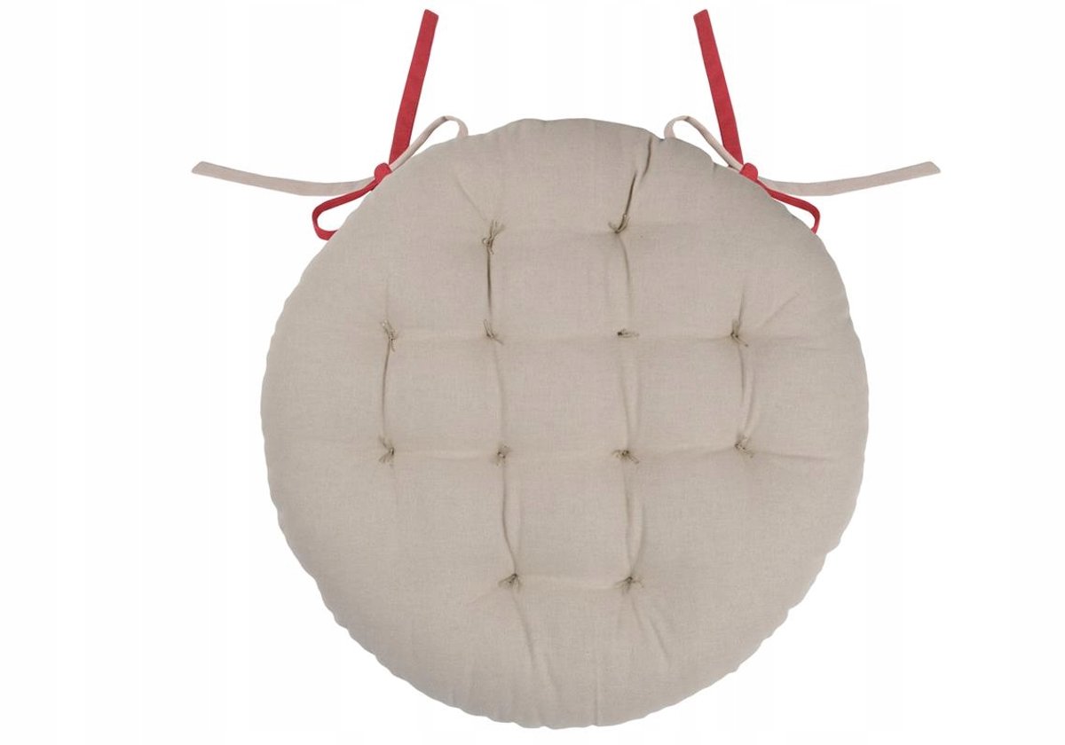 Duo Stoelkussen 38cm Rood/Beige Katoen Dubbelzijdig met Lusjes