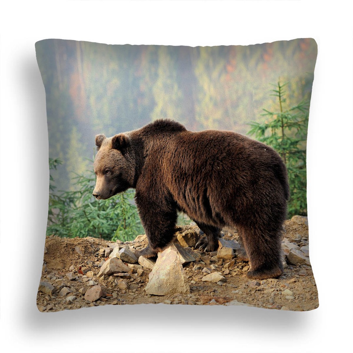 Decoratieve Kussen Bruine Beer Tatry 50x50cm - Zacht Polar Materiaal