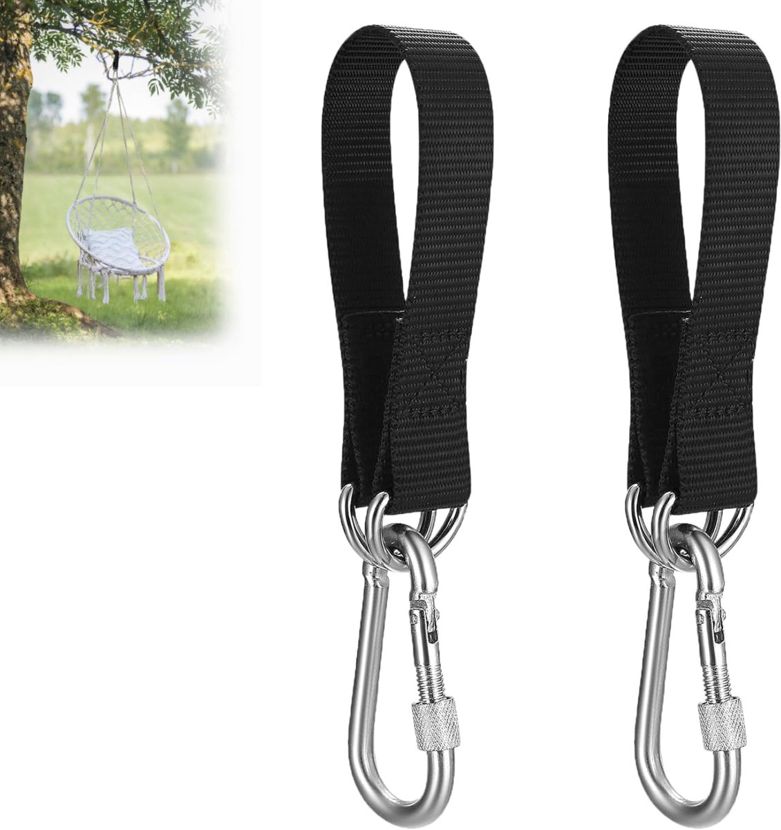 Befestigingsset voor Hängematten en Schommels - 2 Stuks Nylon Gurten