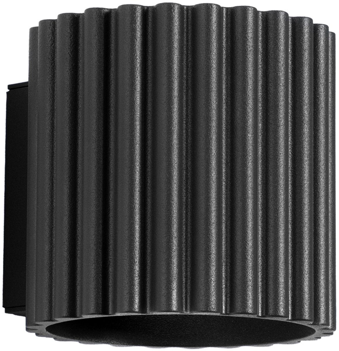 Wandlamp AURA geribbelde koker met licht omhoog en omlaag - Sollux Lighting - IP20 - Zwart aluminium behuizing - 10 x 12 x 10 cm - 1 x G9 LED, exclusief lichtbron - Max. 10 W - Minimalistische wandlamp voor woonkamer, slaapkamer en eetkamer