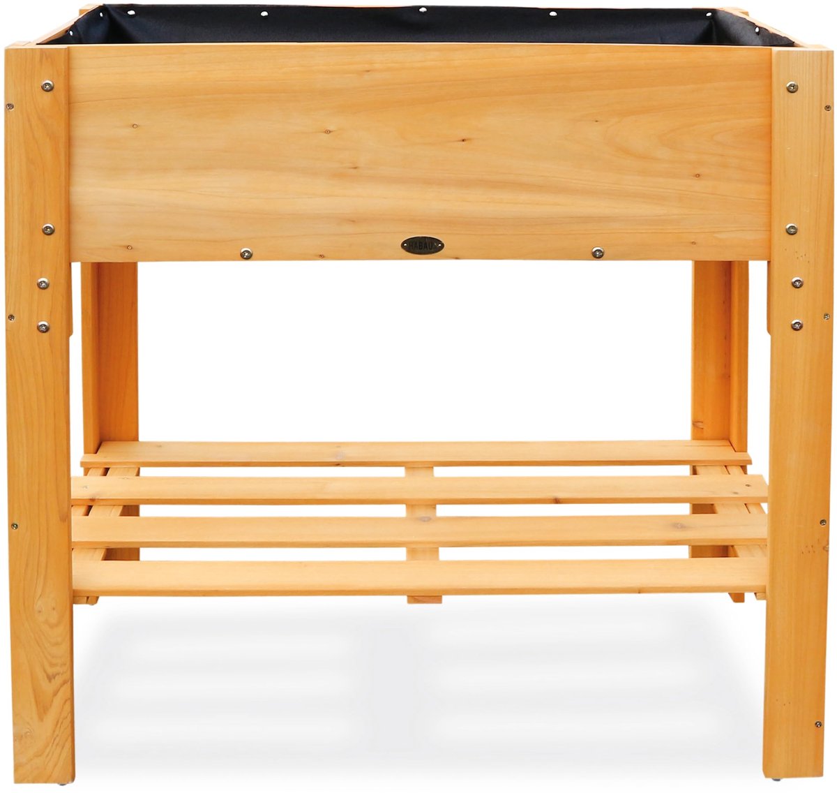 Famanu – Verhoogd bloembed voor buiten, lichtbruin, met vlies en legvlak, afmetingen 80 x 40 x 79 cm