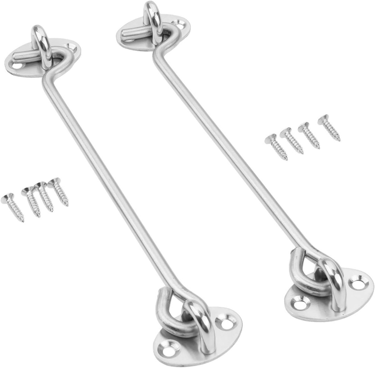 Cabinehaak met Oogvergrendeling - Roestvrij Staal - 20,3 cm - Voor Deuren en Ramen - Set van 2 Stuks