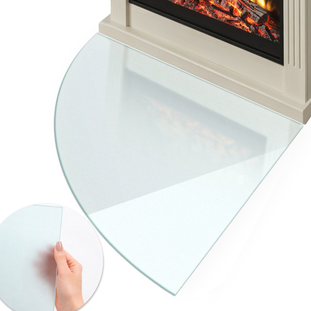 Coloray - Vloerplaat openhaard - 100x100cm - Halftransparant Halfrond - Plaat voor onder houtkachel - Beschermplaat