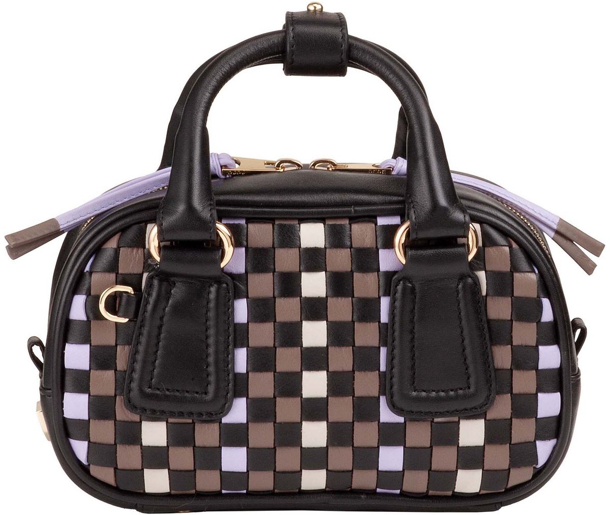 DuDu Woven Handtas Leder 20.5 cm - Dames - nero rosa