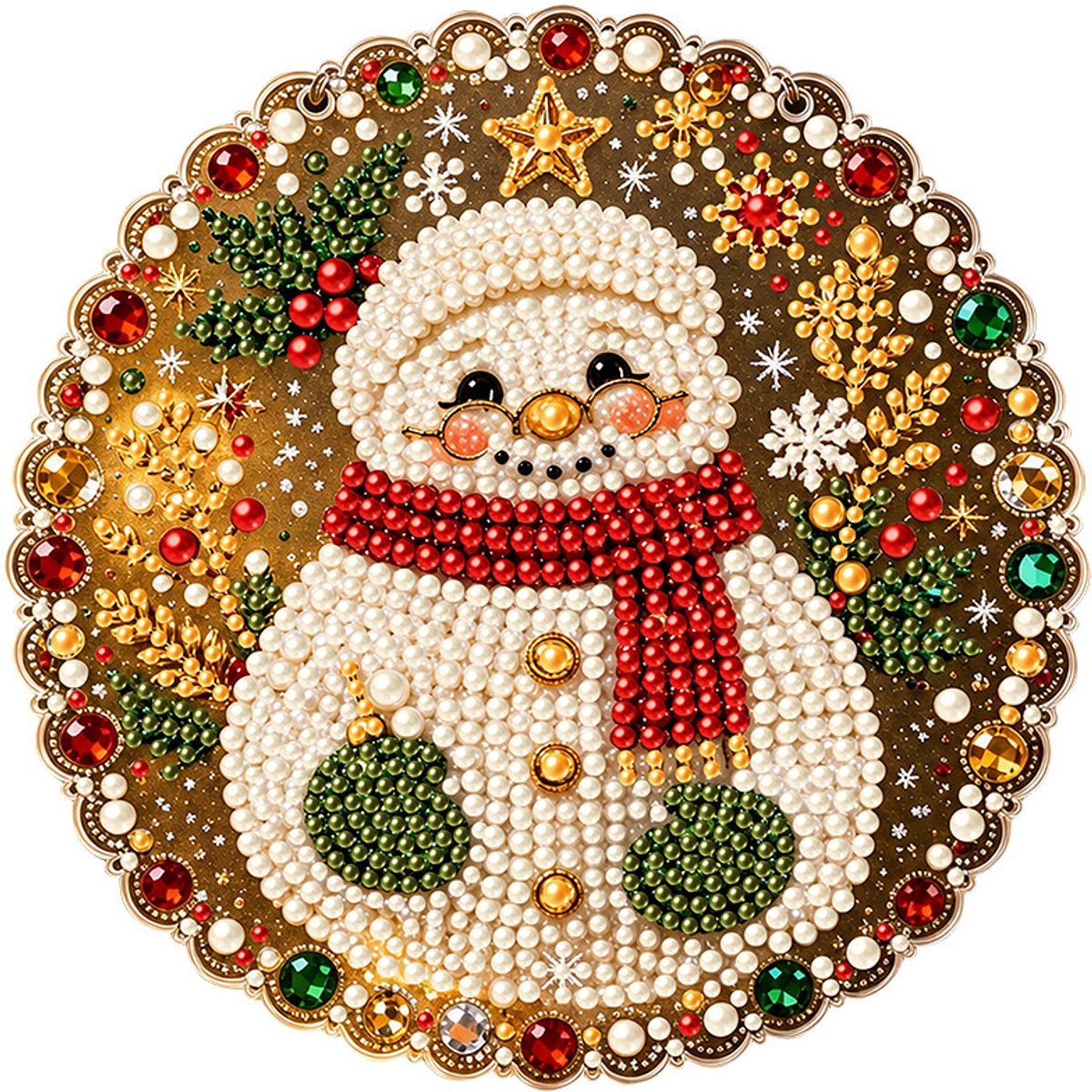 DIY Diamond Painting - Kerst Diamond Painting Kunstset met Parels - DIY Feestelijke Decoraties - Raamhangers - Muurdecoraties - Geschikt voor knutselaars - Thema Sneeuwman