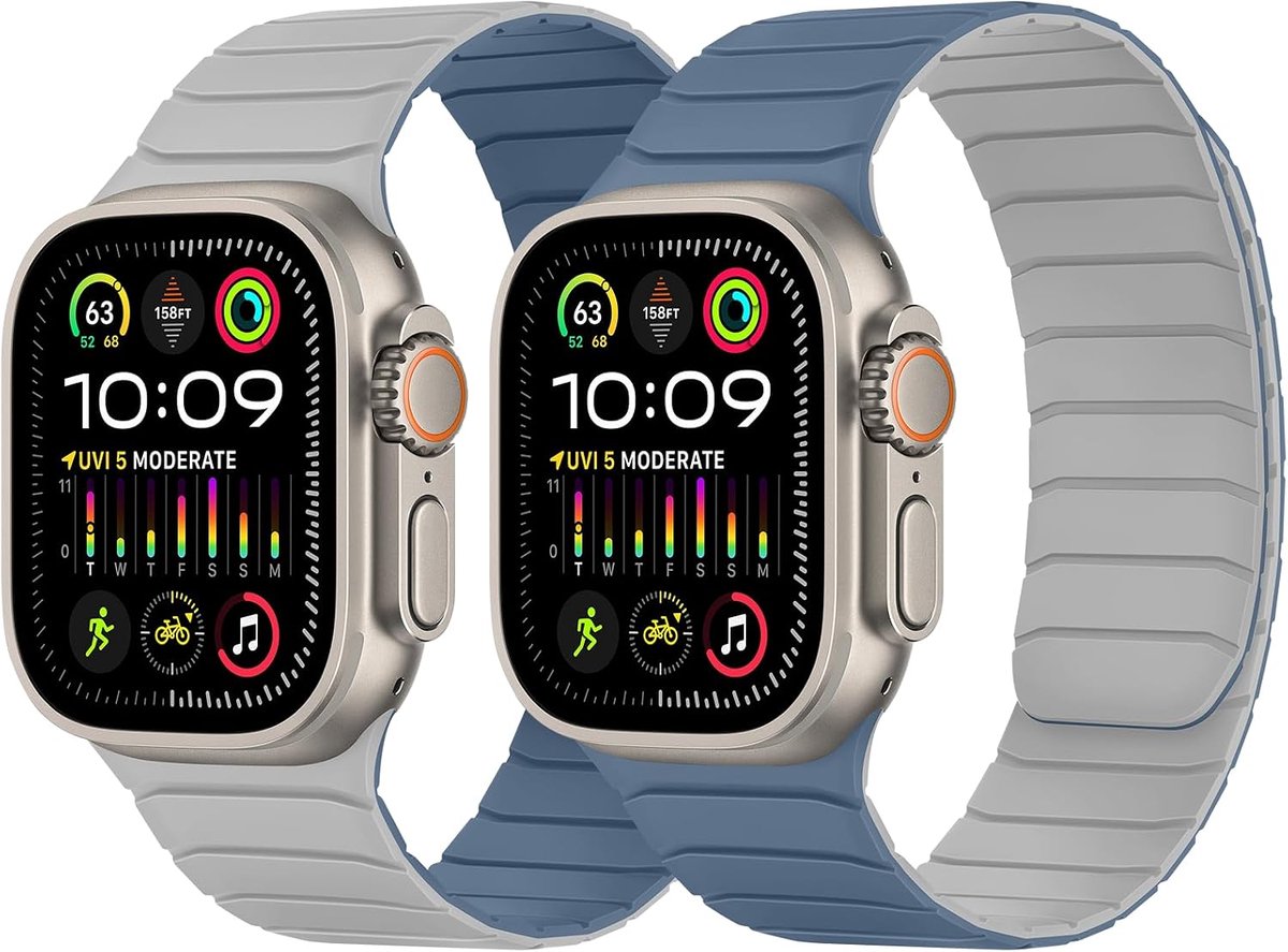 Tasikar Double Sided Portable Magnetic Strap Compatible with Apple Watch 49mm 46mm 45mm 44mm 42mm, Soft Silicone Sport - ShopVlot