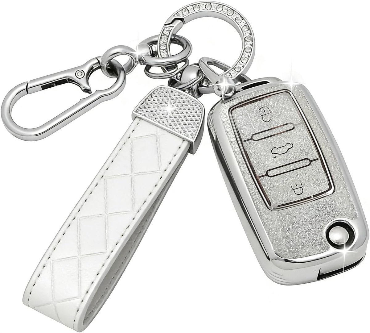 Car Key Case with Leather Keychain Compatible with VW Polo, Skoda, Fabia, Golf 4/5/6, T5, Multivan,Car Key Case - ShopVlot