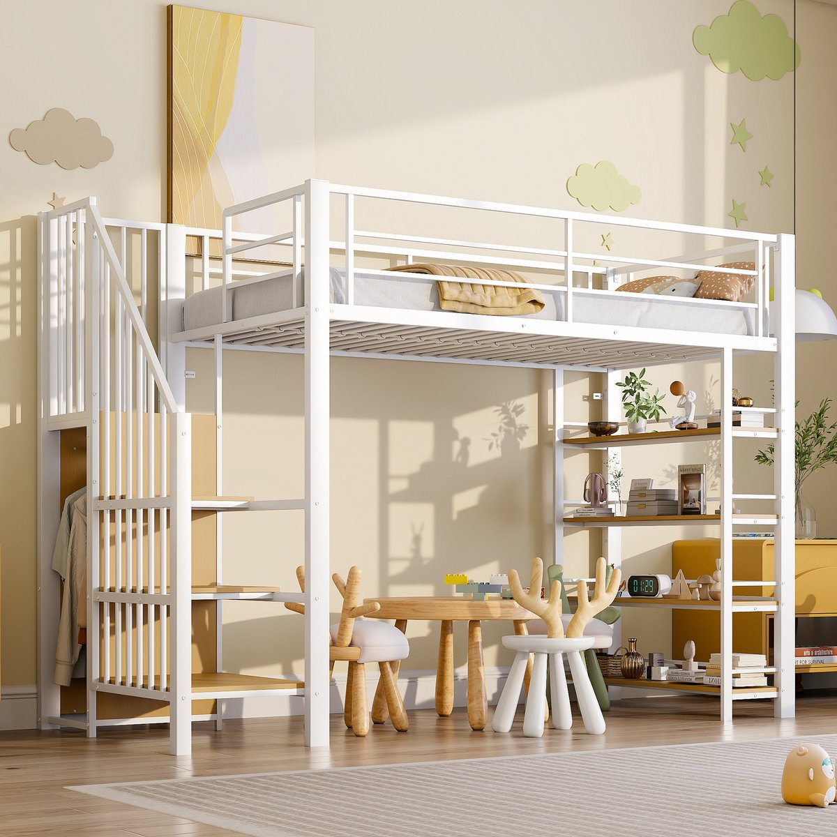 Sweiko Hoogslaper - 90 x 200 cm - Open kledingkast - Opbergrek - Wit