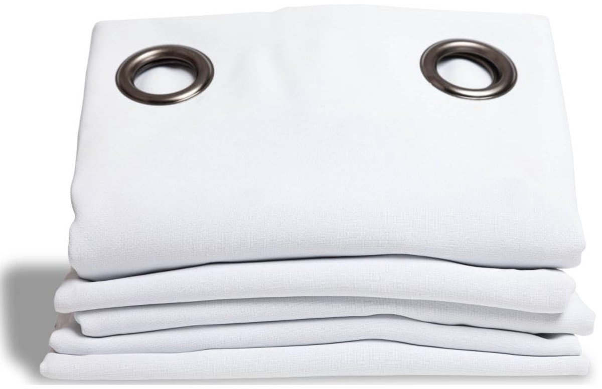 Famanu – Anti-ruis gordijn met geluidsisolatie en thermische eigenschappen, 100% verduisterend, wit, 140B x 260L cm