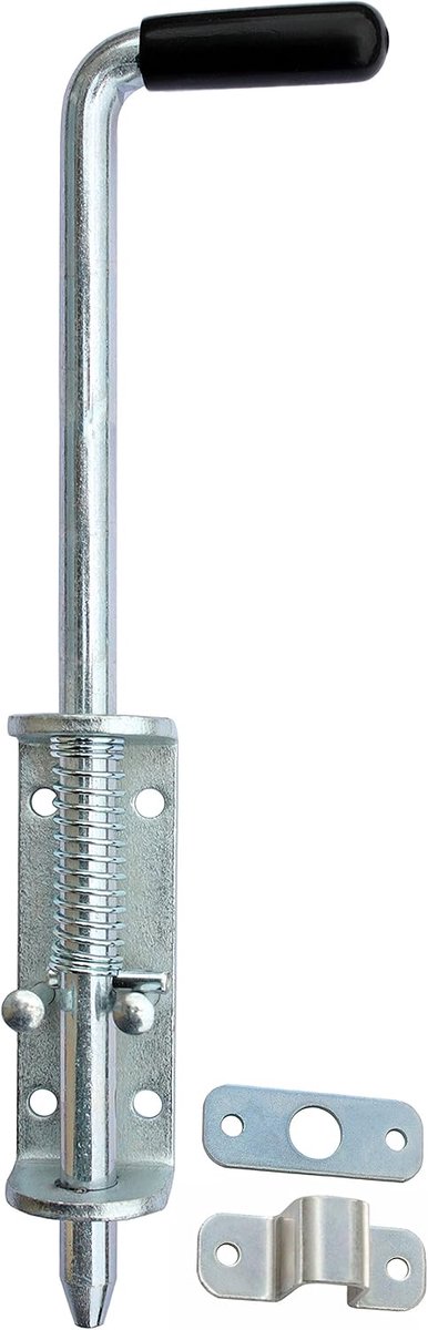 Veerhaak poortslot 420mm - verzinkt zilver - horizontaal/verticaal - veilig afsluiten - ShopVlot