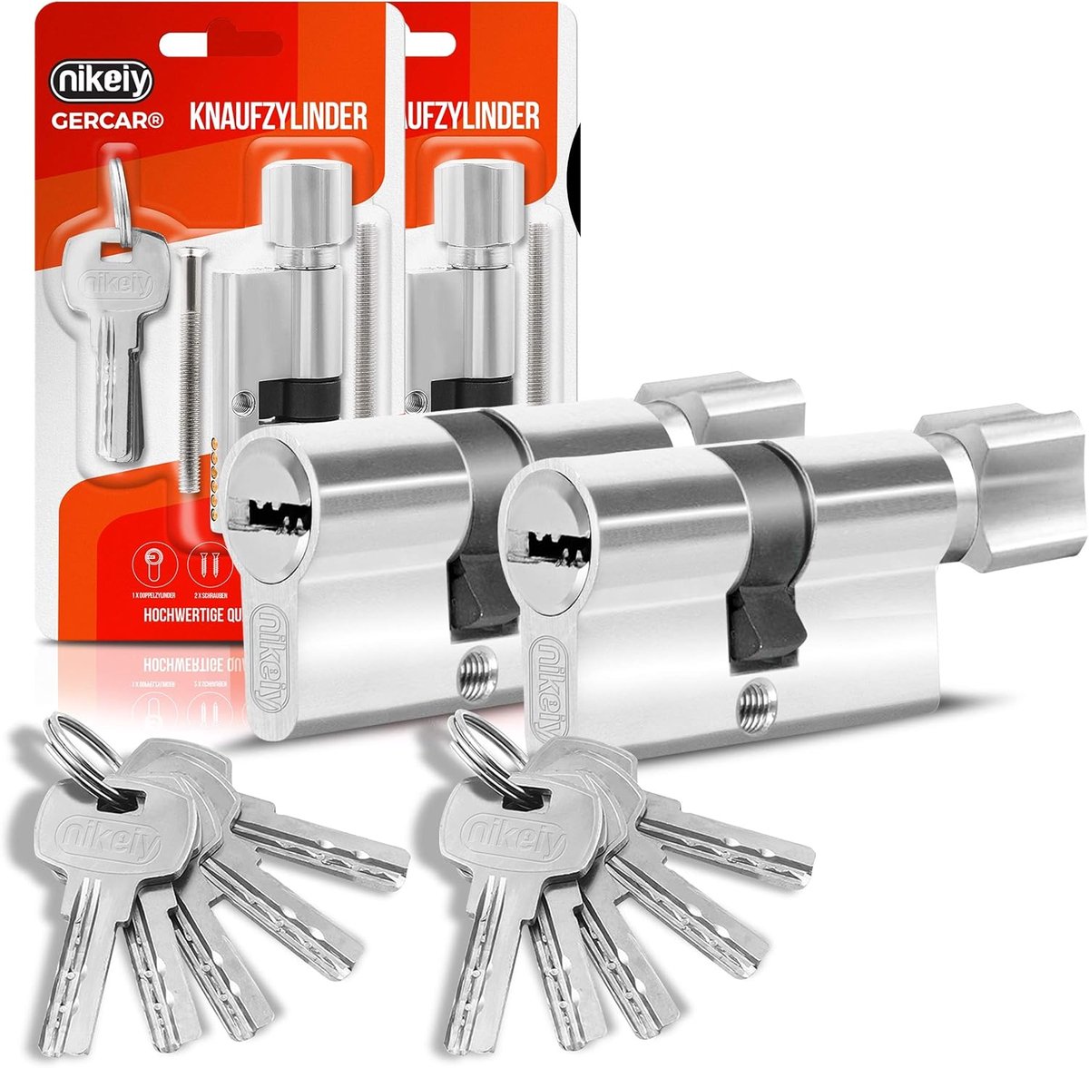 Cilinderslot 40/40 - dubbele cilinder met knop - incl. 10 sleutels - verhoogde veiligheid - ShopVlot