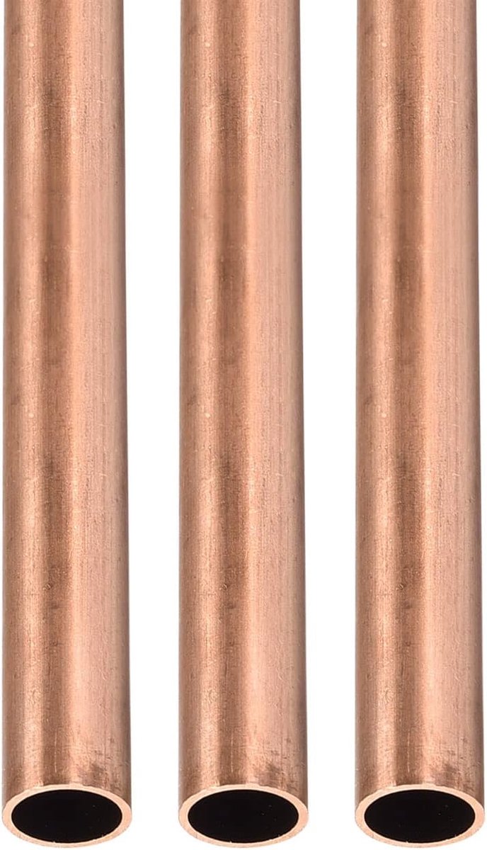 Koperen buis 8mm x 0.2mm x 300mm - ronde metalen buizen - 3-pack voor DIY projecten - ShopVlot