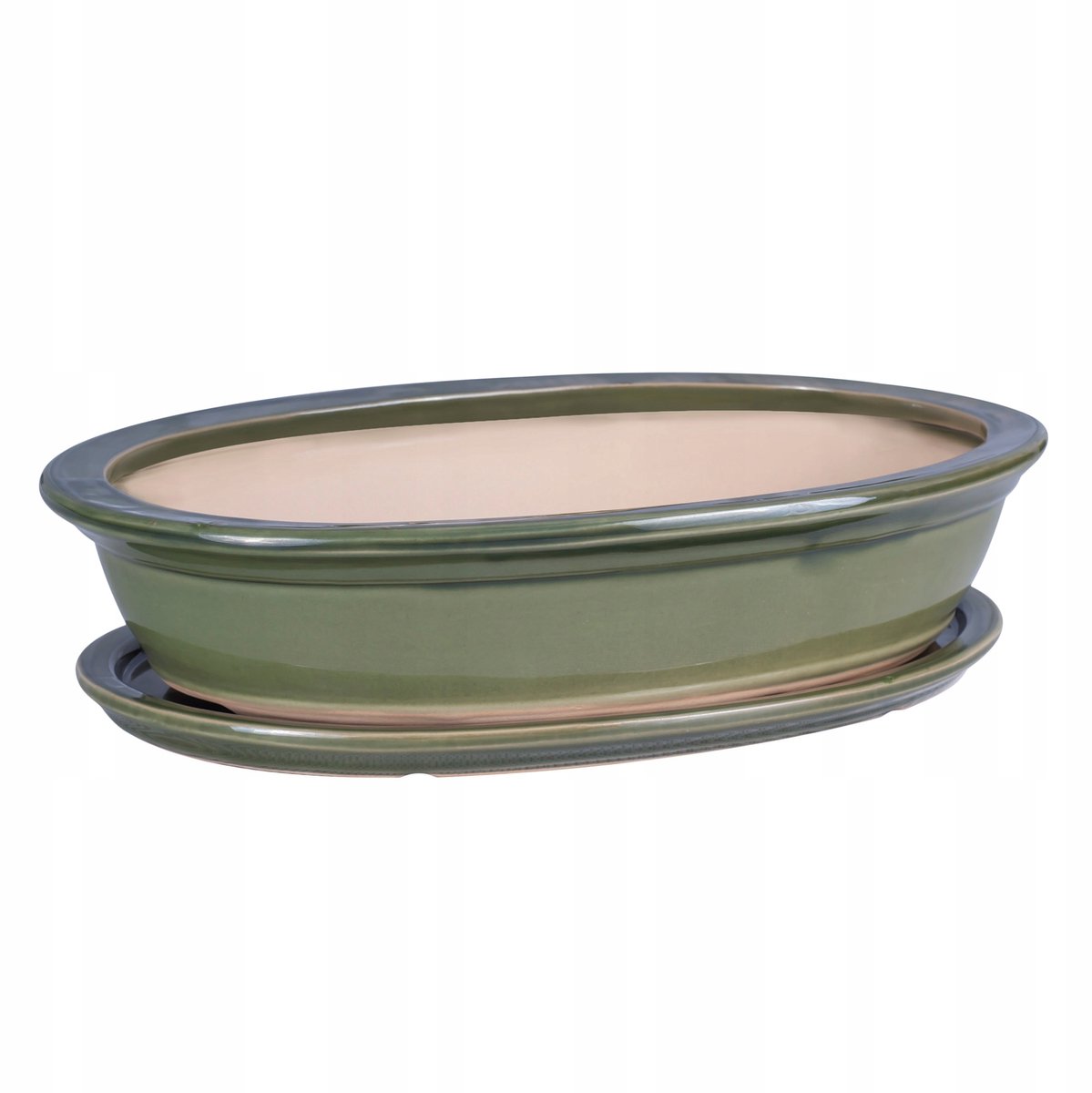 Keramische Bonsai Pot Groen Ovaal 25cm - Stijlvolle Plantenbak