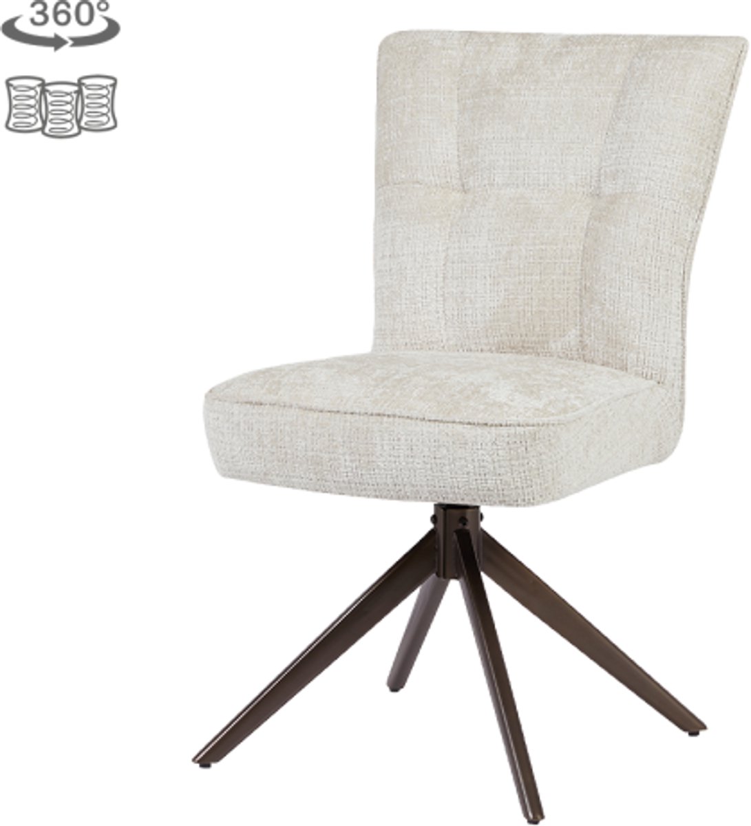 Tower Living Eetkamerstoel Bardi draaibaar - Stof cremona 02 Sand - anodic brown poot