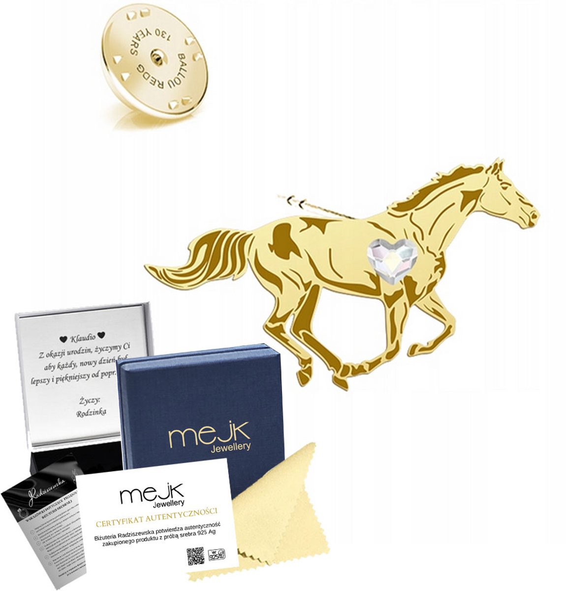 Gouden Pin 925 Zilver Volbloed Engels Paard - Uniek Cadeau