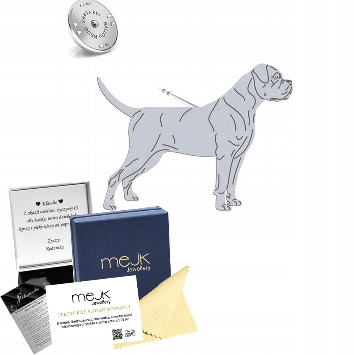 Zilveren Cane Corso Pin 925 - Unieke Dieren Sieraden met Gratis Gravure