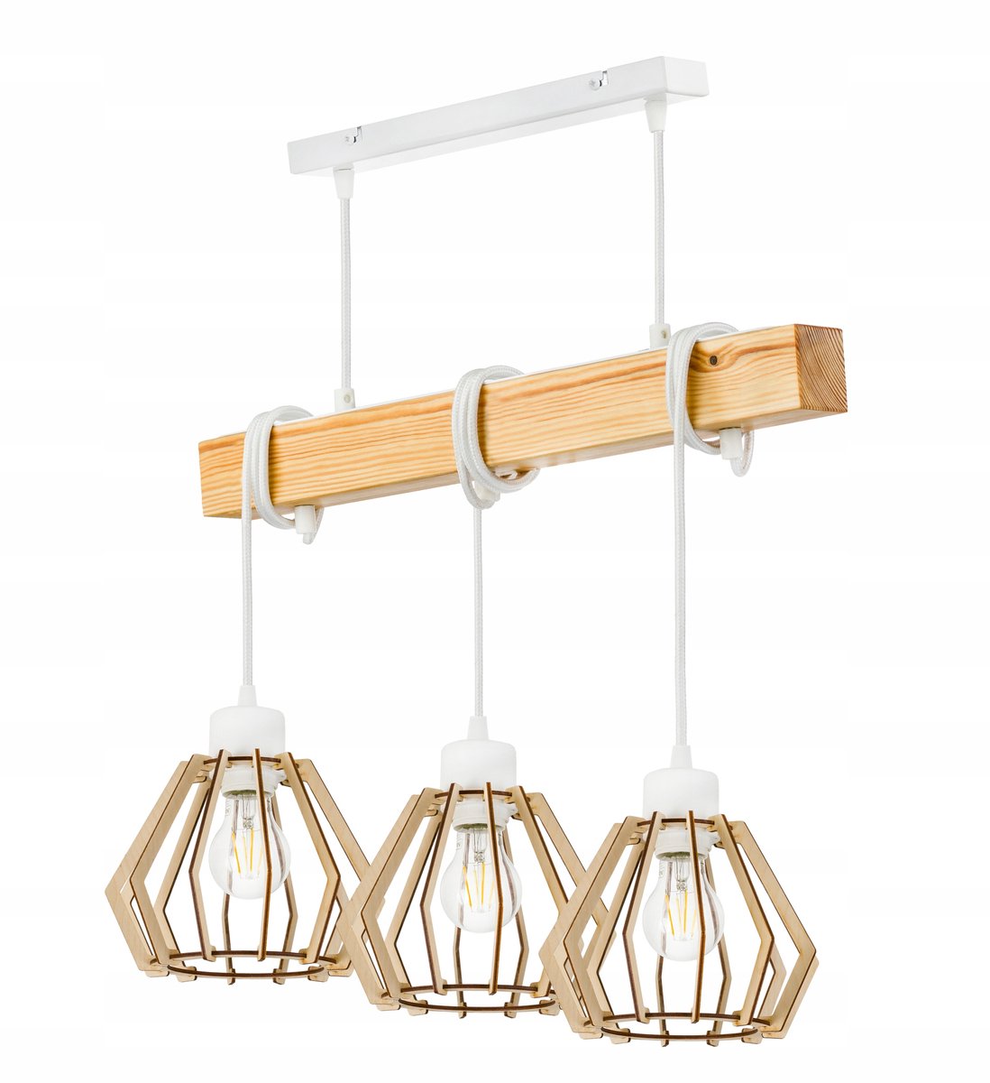 Hanglamp Houten Balk Loft Stijl - 3x E27 Fitting