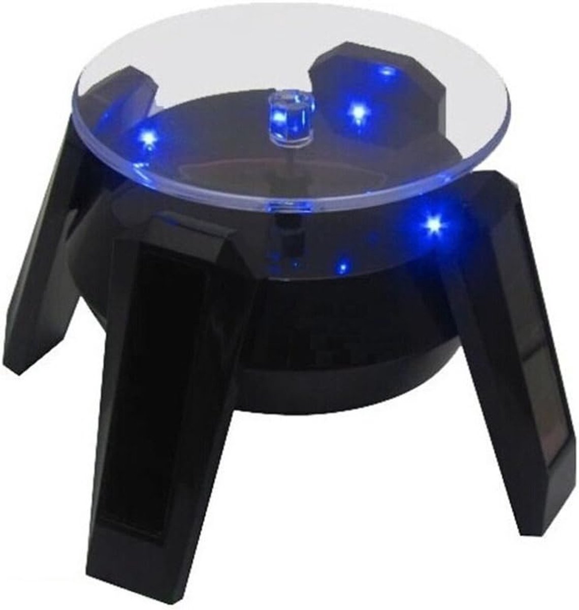 Solar Turntable Display Board with LED Light, Display Stand for Jewellery/Watch/Ring (Black) - ShopVlot