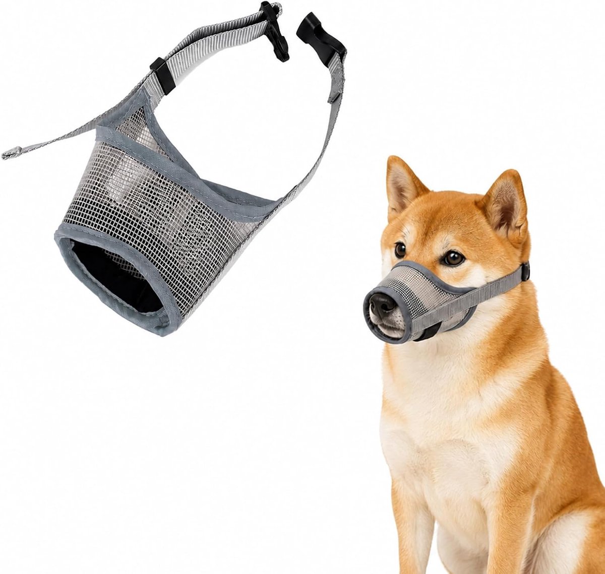 Muilkorf voor honden, zachte muilkorf voor middelgrote en kleine honden, bijtbescherming (M) - ShopVlot