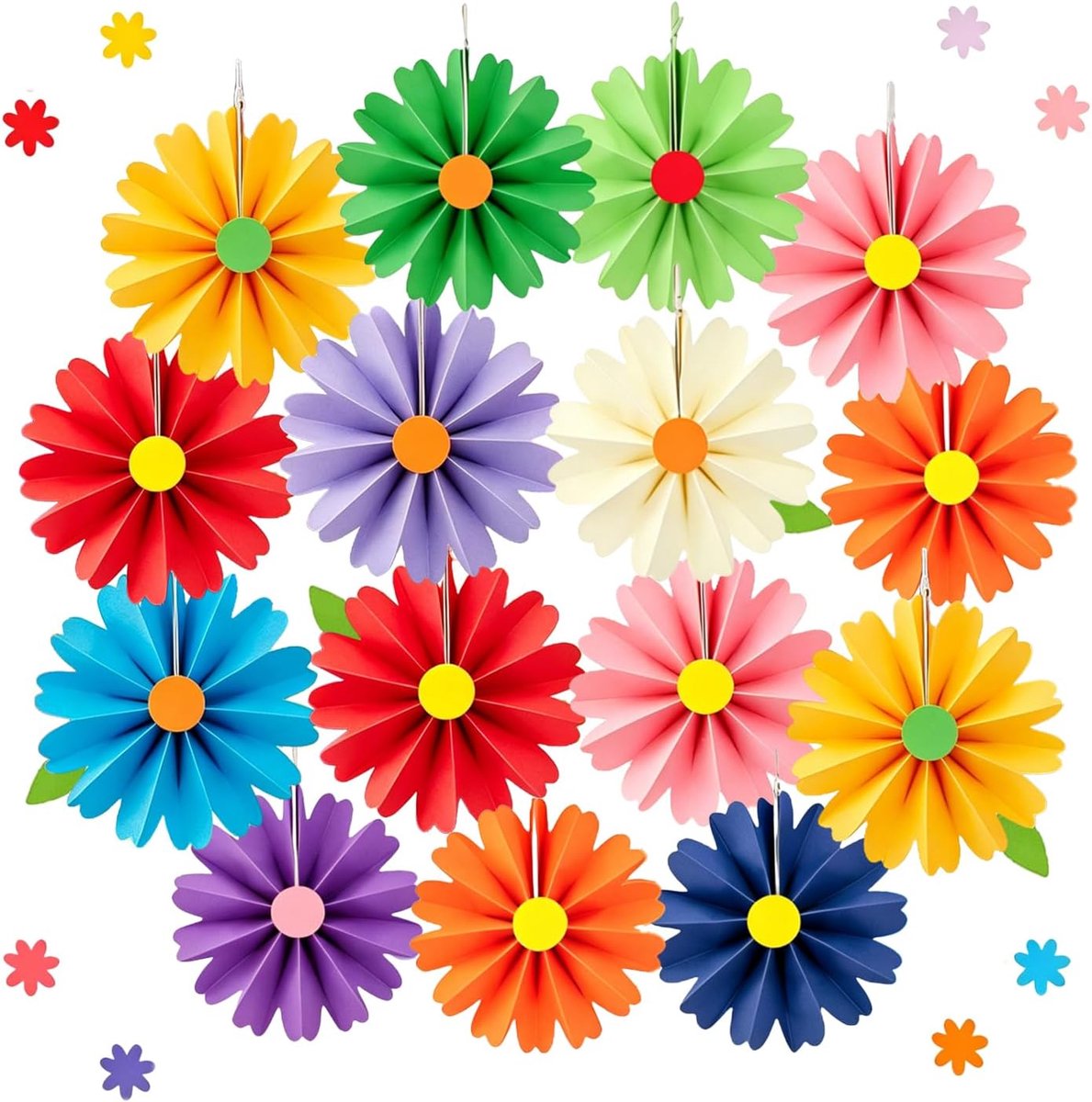 15 Stuks Papieren Bloemen Decoratie - Kleurrijke festivalfeestdecoratie voor volwassenen - ShopVlot