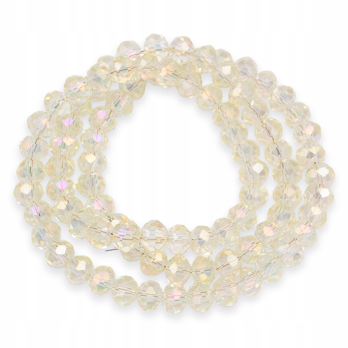 Merkloze Rondel Koraaltjes Glas met Regenboog Coating, 6x5mm, 80st