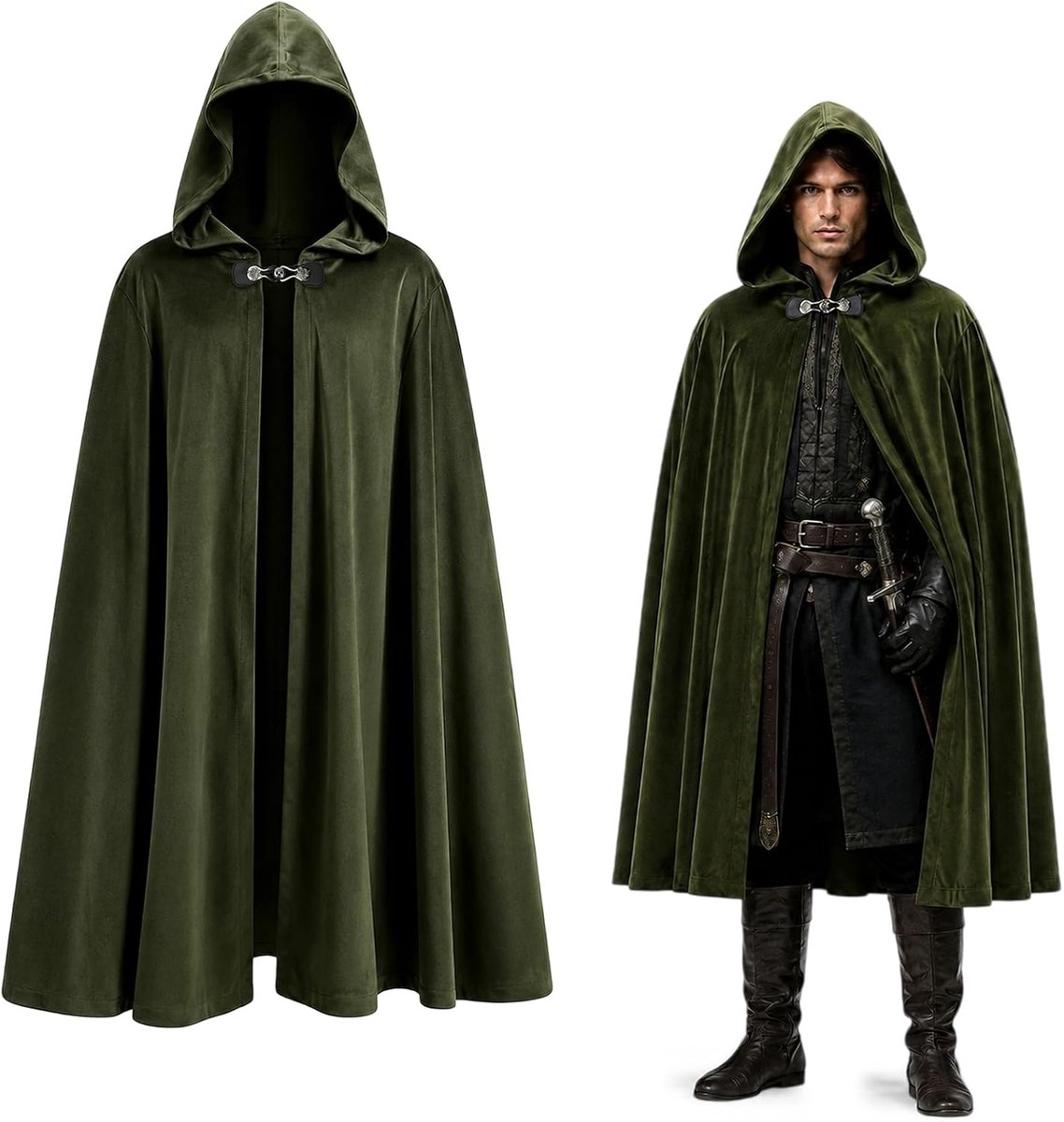 Medieval cape with hood, long Victorian cape with hood, Renaissance A - ShopVlot