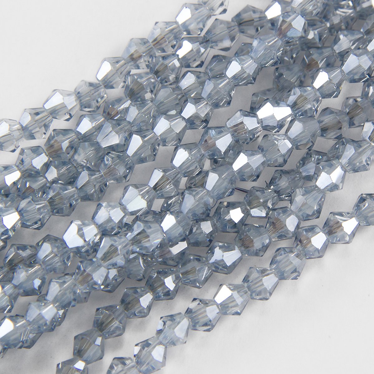 Glazen Bicone Kralen Facet 3x3mm Staalkleur - 136 stuks
