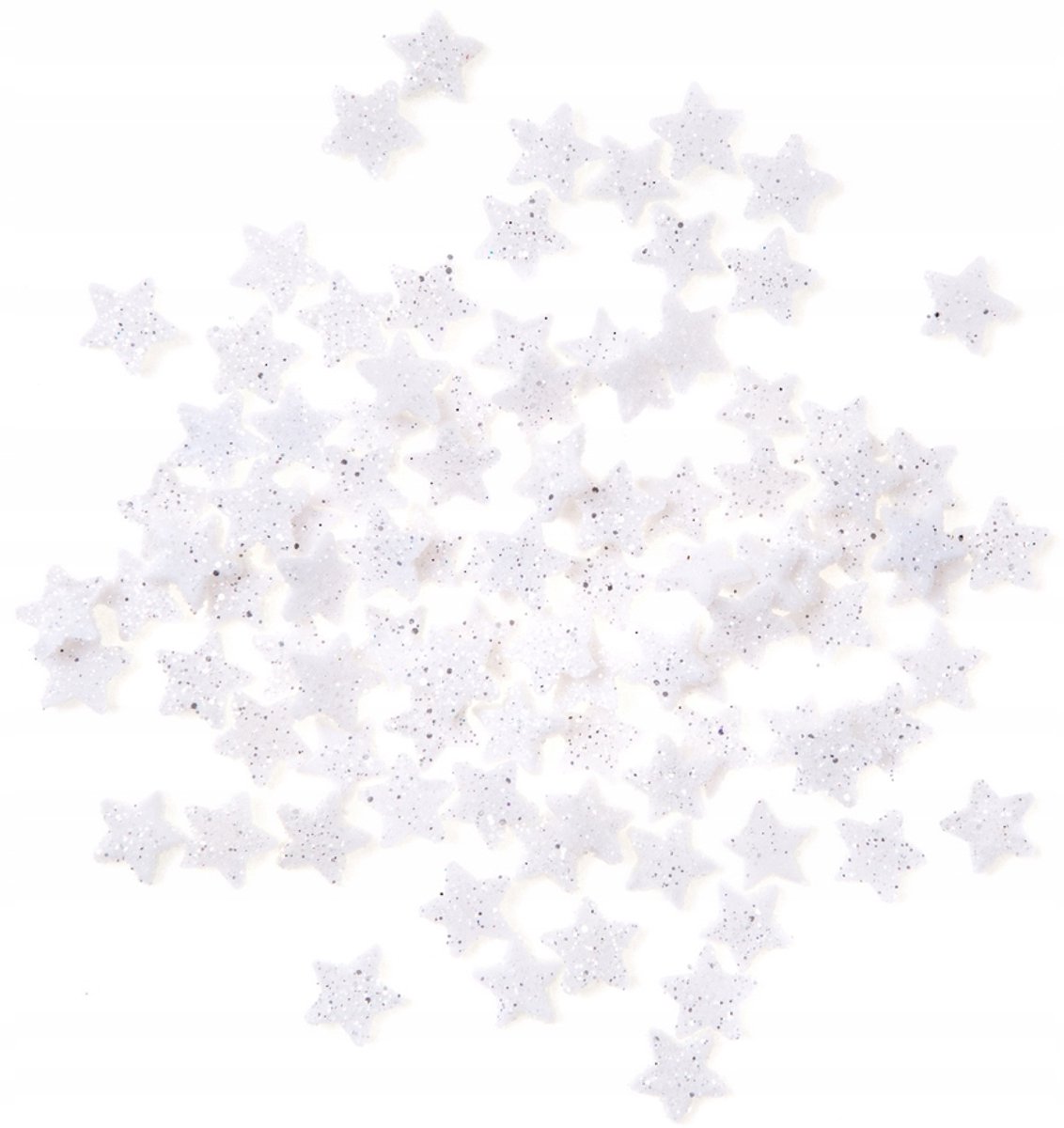 Witte Sneeuwvlokken met Zilveren Glitter - 96 stuks - 1,1 cm