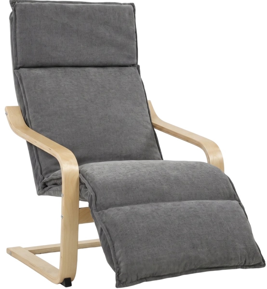 STILVORA Fauteuil 90 x 67 x 105 cm - Schommelstoel Met Voetensteun En Hoge Rugleuning - Voor Woonkamer En Leeshoek - Stof - Donkergrijs