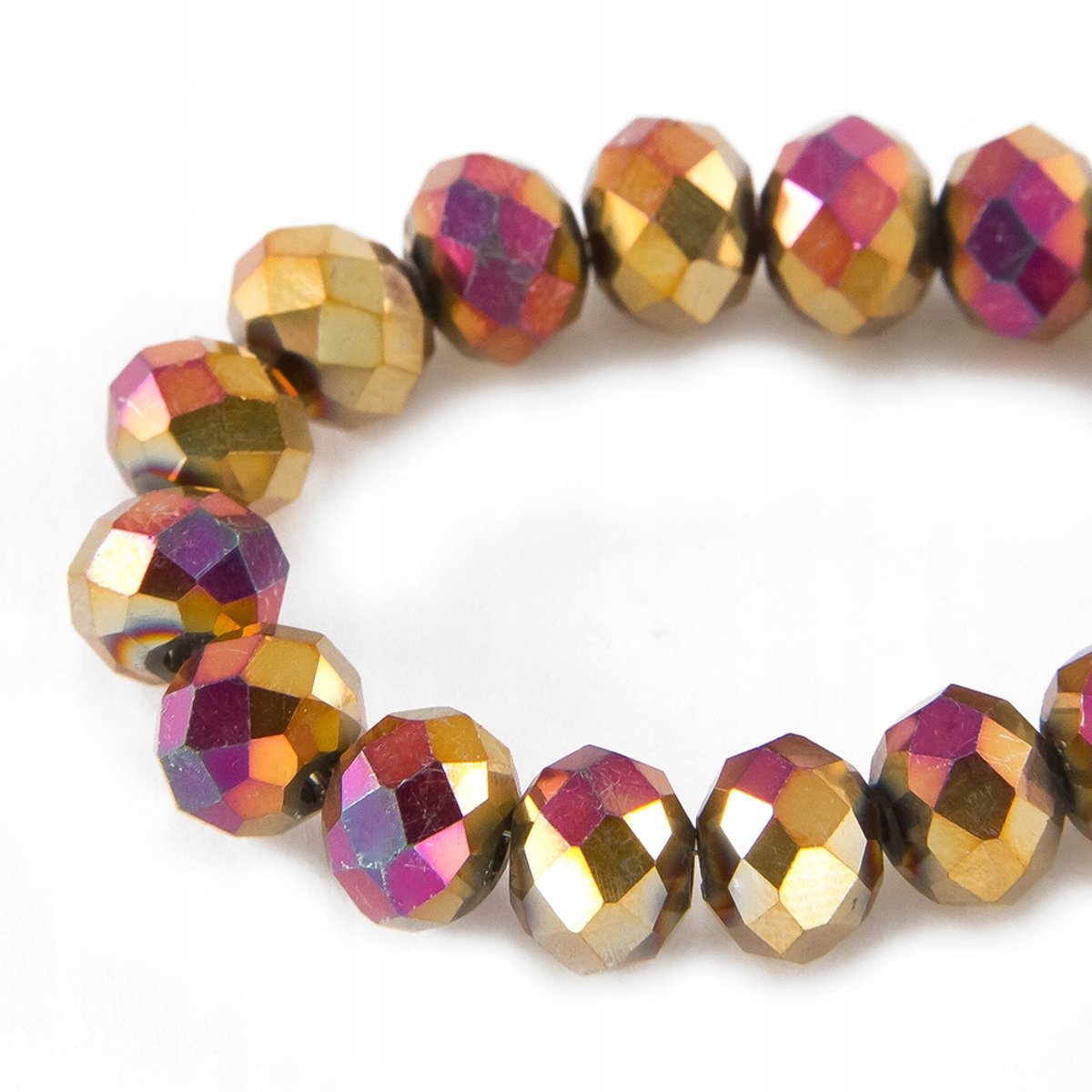Gouden Roze Facet Kristalglaskralen Rondel 8x6mm - 72 stuks