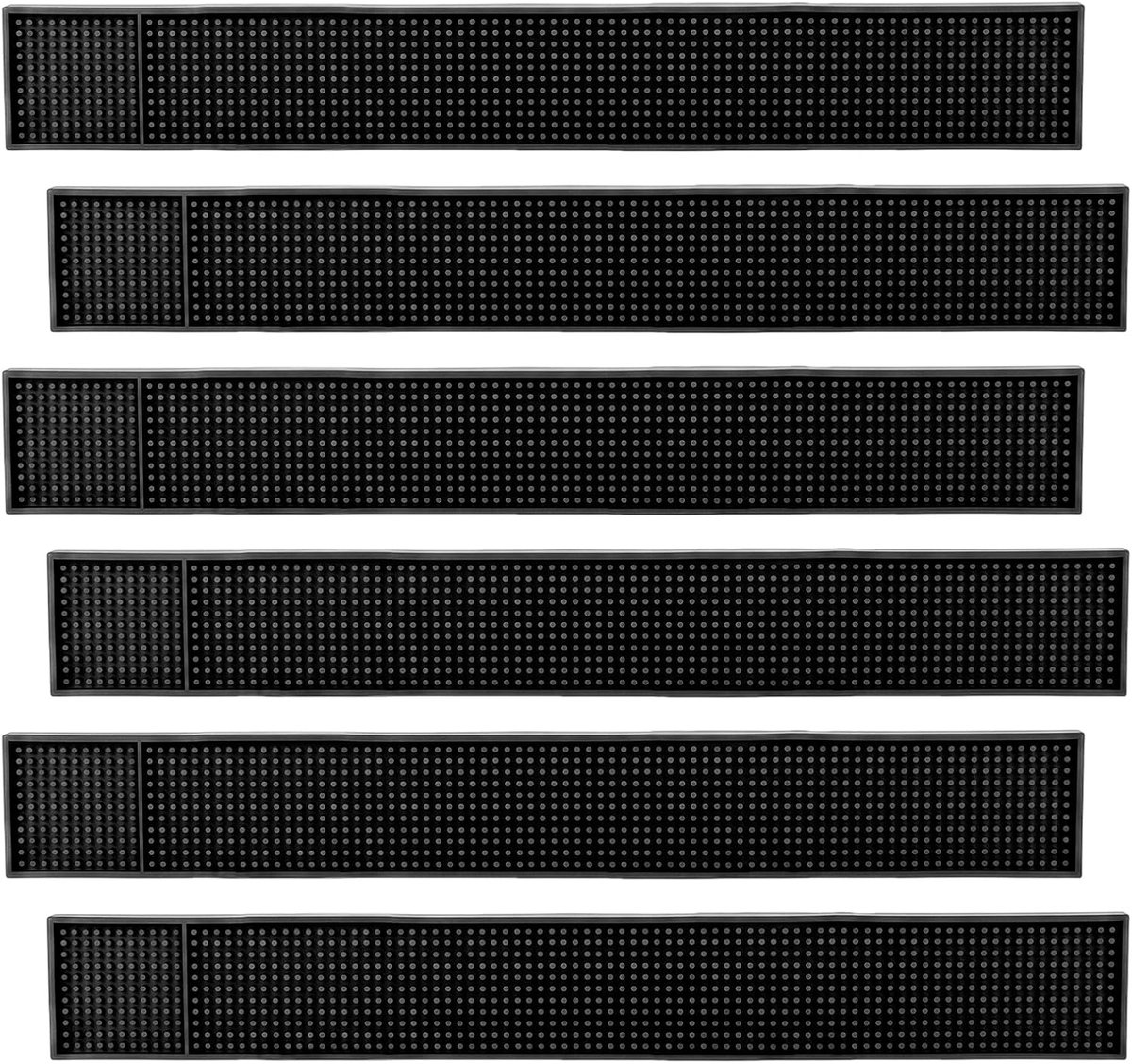 Afdruipmat set van 6 barmat 61 x 8 cm zwart - ShopVlot