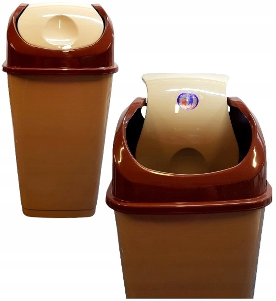 Prullenbak Badkamer 10L Beige Kantelklep Slank Design