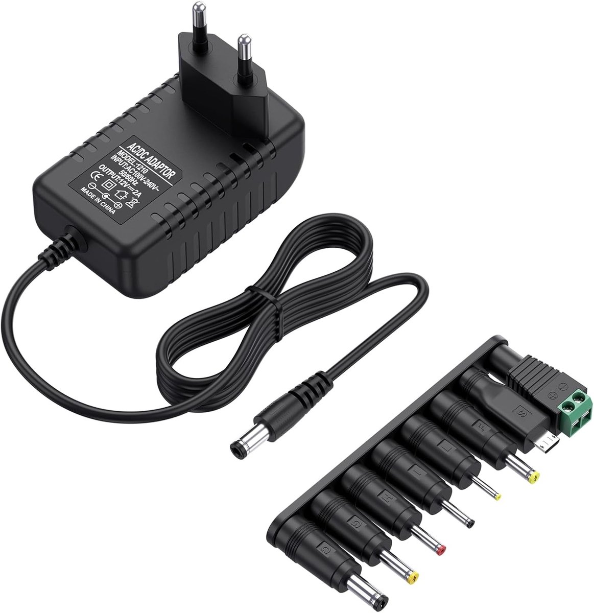 Power adapter 12V 2A power supply AC 220V 230V to DC 12V driver 0.5cm with 8 plug adapters 2000mA 1000mA 500mA - ShopVlot