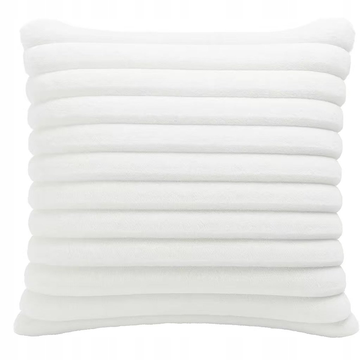 Pluche Sierkussenhoes 40x40 cm - Streept & Zacht - Wit