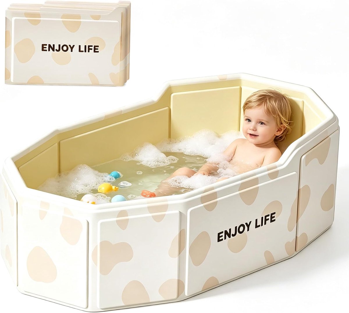 Opvouwbaar kinderbad 75 x 45 x 28 cm - kunststof en PVC - met afvoerstop - ideaal voor baby's en kinderen - ShopVlot
