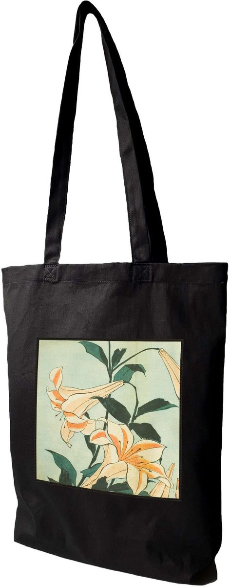 Shopper Tas met Lilie Hokusai Print - Katoen, 38x41cm