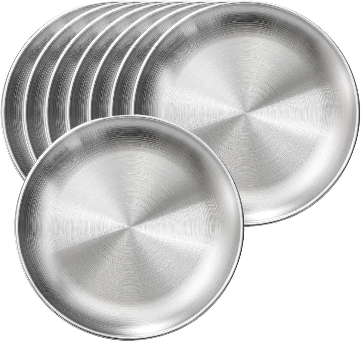 Ronde metalen dinerborden 20 cm - roestvrij staal 304 - vaatwasmachinebestendig - ideaal voor buitengebruik - ShopVlot