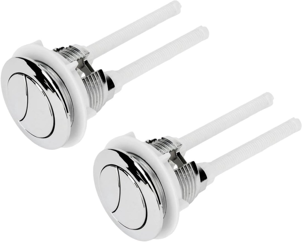 Toiletknop dubbele spoeling 38 mm - ronde vervanging voor wc-tank - complete set met verstelbare stangen - ShopVlot