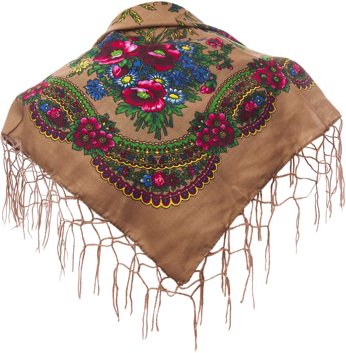 Folkloristische Sjaal - handgemaakt in Polen - Katoen - 70x70cm