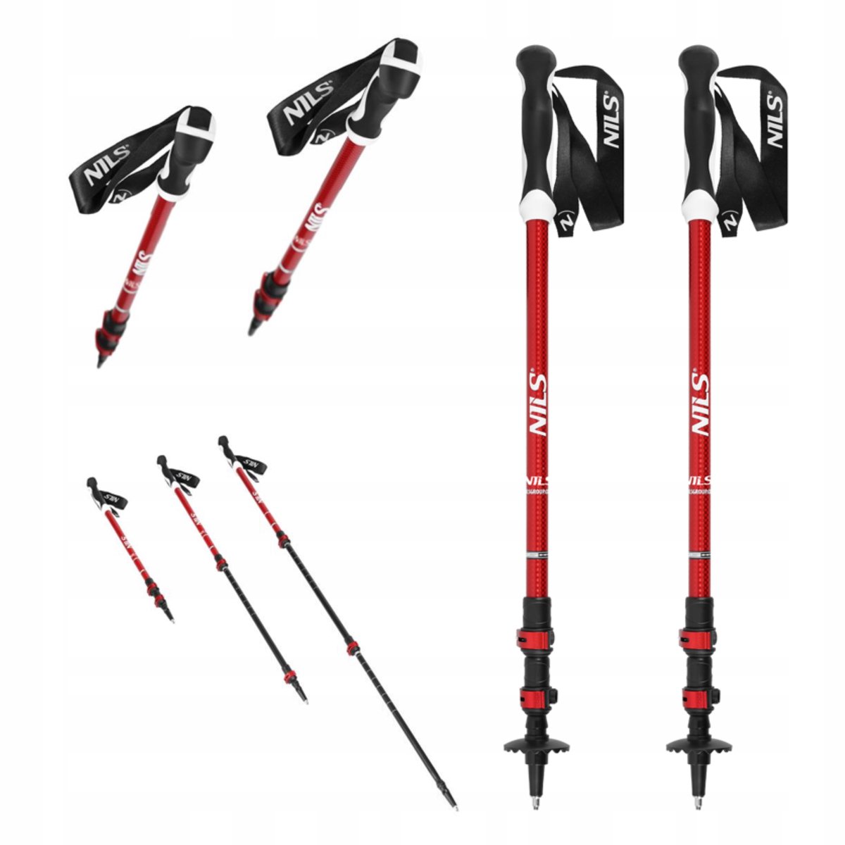 Nils TK8601 Trekkingstokken Rood - Verstelbaar Aluminium